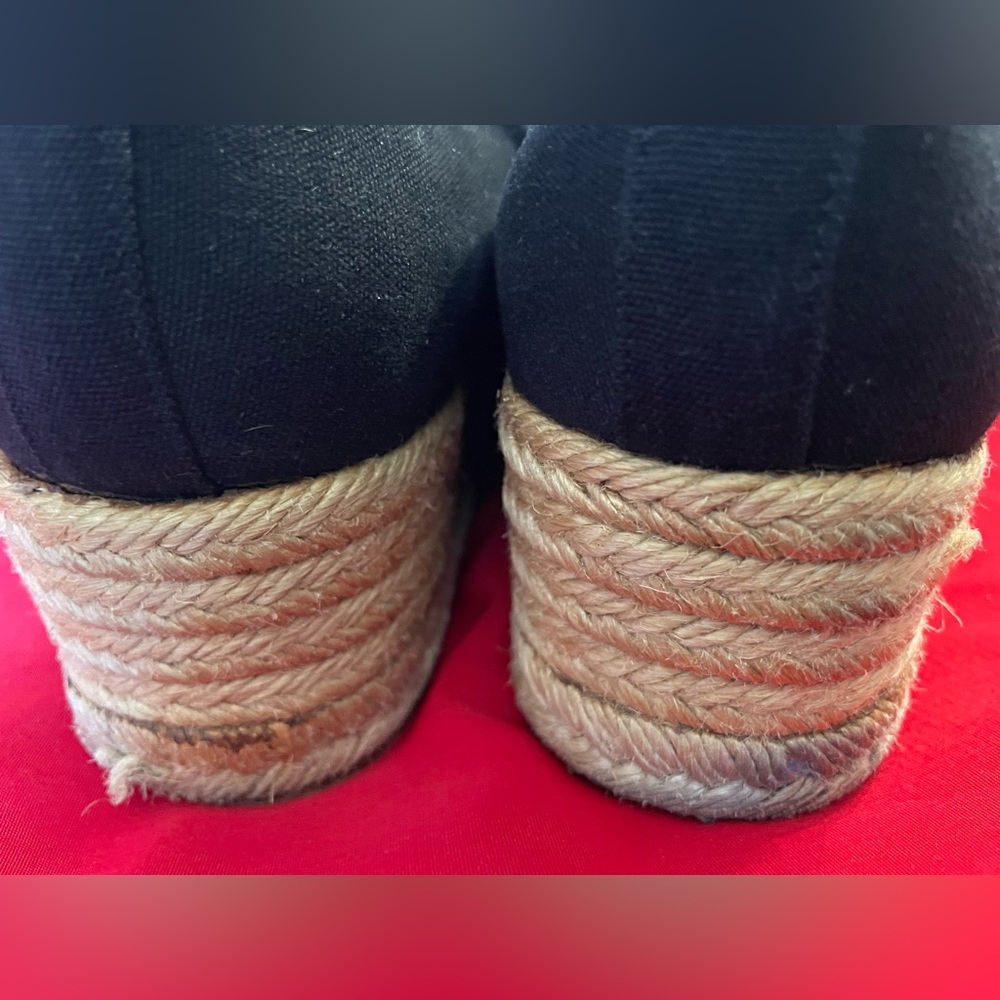 YVES SAINT LAURENT Vintage Canvas Wedge Espadrilles Heeled Espadrille YSL 8.5 9 - Picture 5 of 14